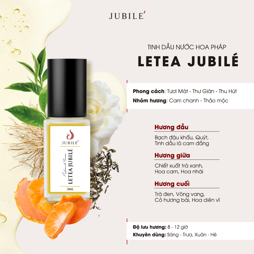 Letea Jubilé - Tinh Dầu Nước Hoa Pháp Cao Cấp 3ml Lăn