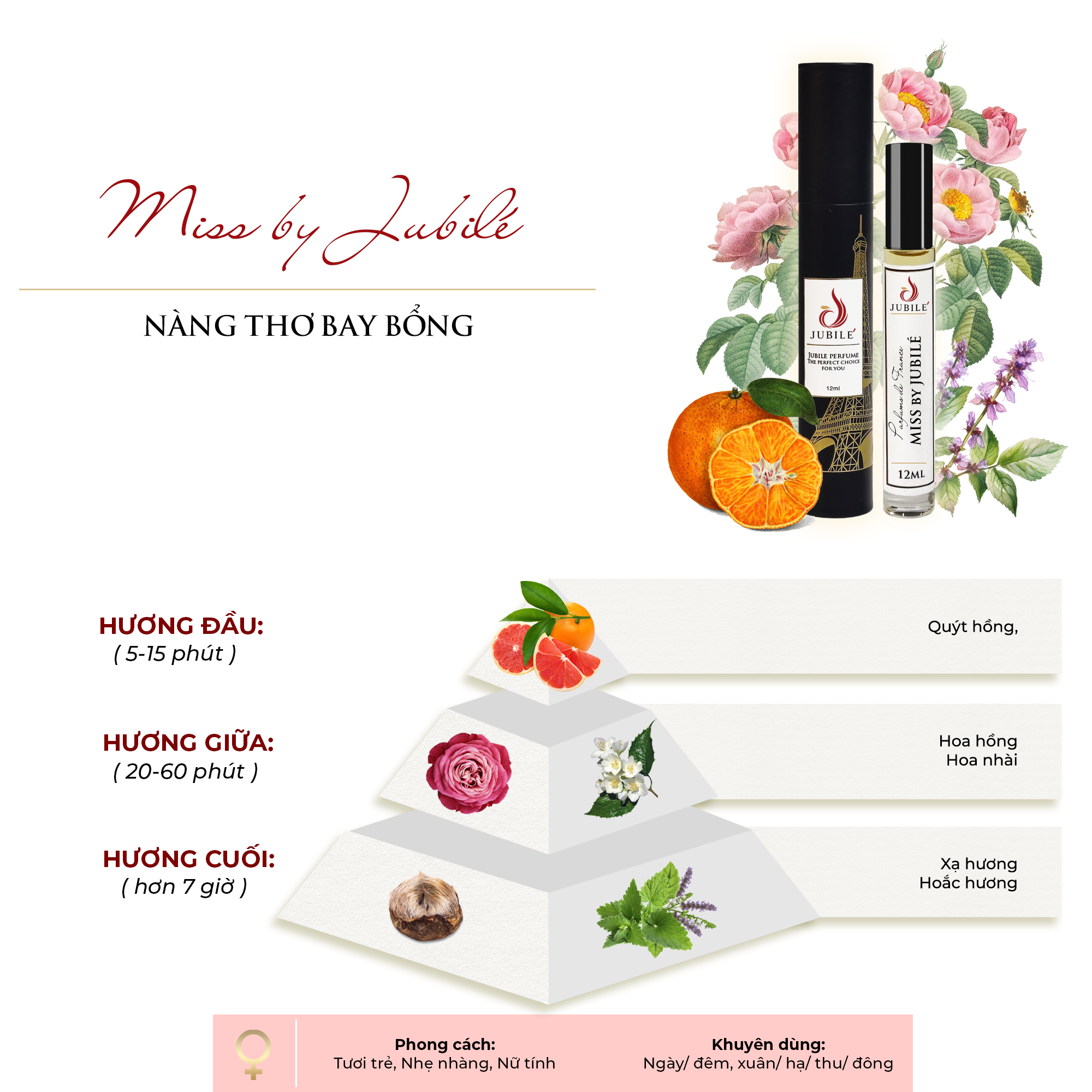 Miss by Jubilé - Tinh Dầu Nước Hoa Pháp Cao Cấp 12ml Lăn