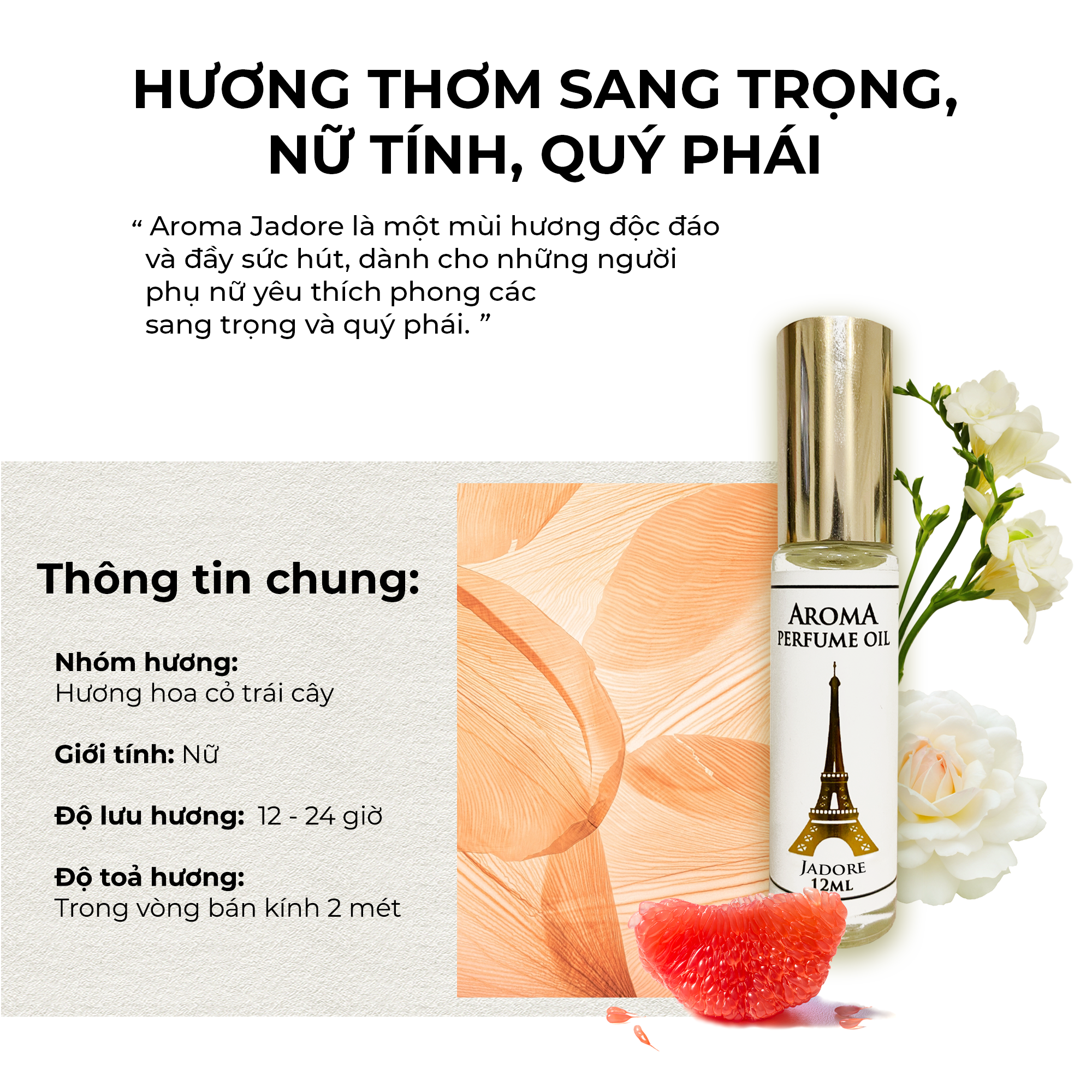 Aroma Jadore – Tinh dầu nước hoa Pháp Nữ