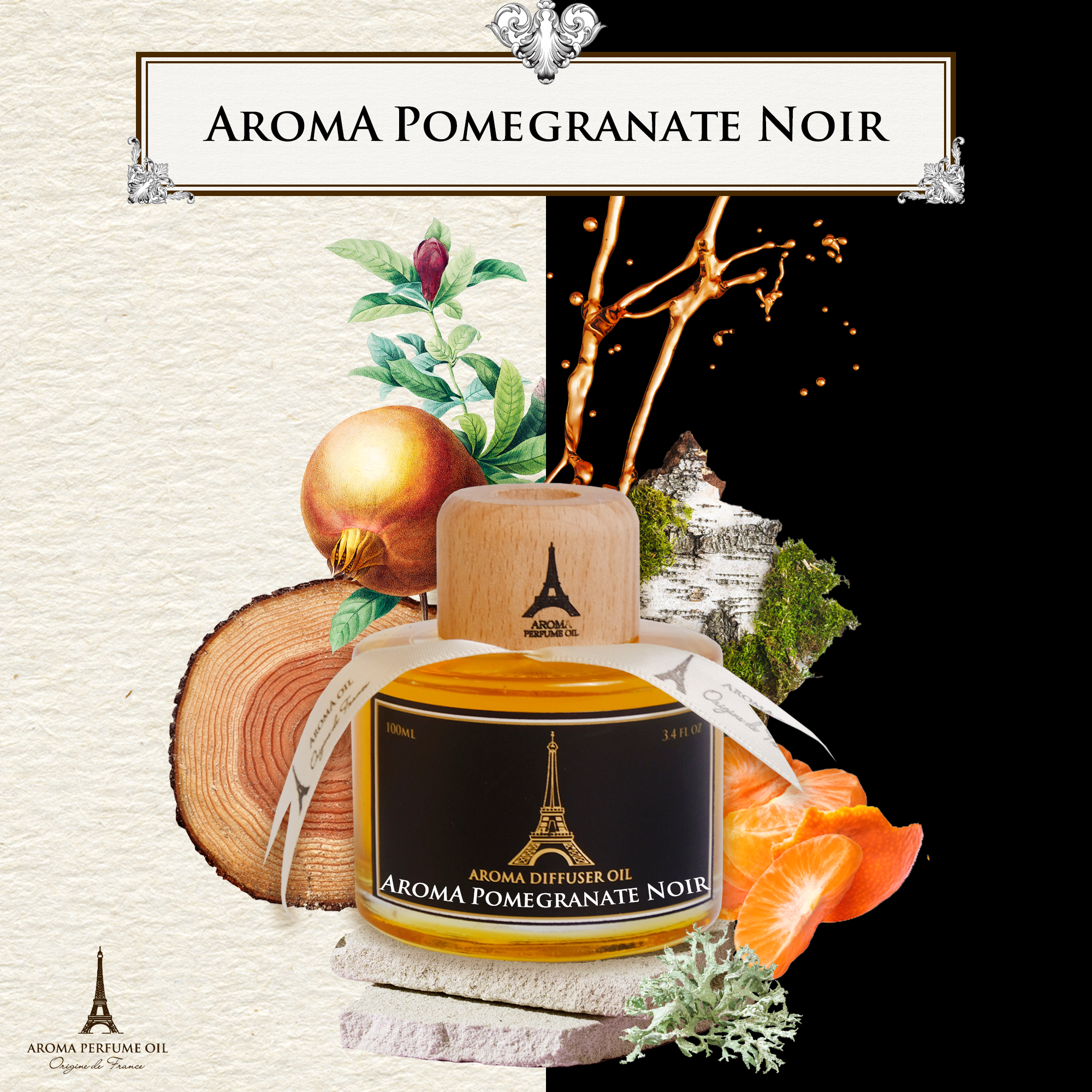 Pomegranate Noir - Tinh Dầu Thơm Phòng Que Gỗ, Nước Hoa Tự Khuếch Tán 100ml Cao Cấp, Sang Trọng