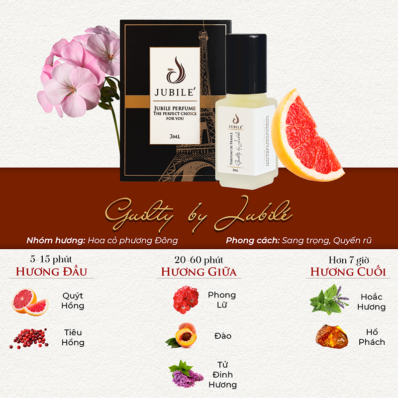 Guilty by Jubilé - Tinh Dầu Nước Hoa Pháp Cao Cấp 3ml Lăn