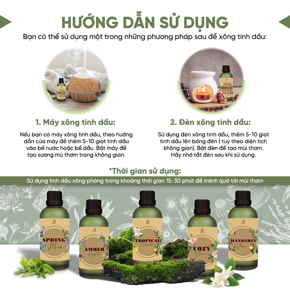 Spring Muse - Tinh Dầu Xông Máy, Tinh Dầu Thơm Phòng Thiên Nhiên 100ml Cao Cấp, Sang Trọng