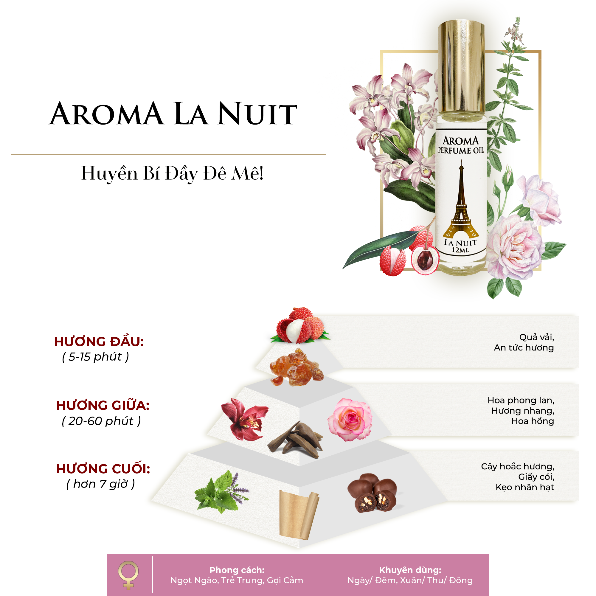 Aroma La Nuit – Tinh dầu nước hoa Pháp Nữ