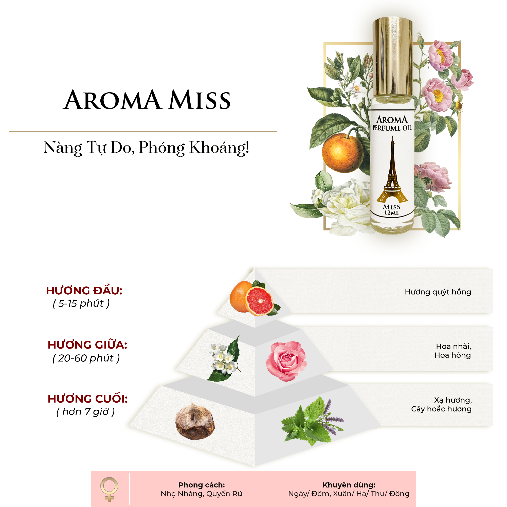 Aroma Miss – Tinh dầu nước hoa Pháp Nữ