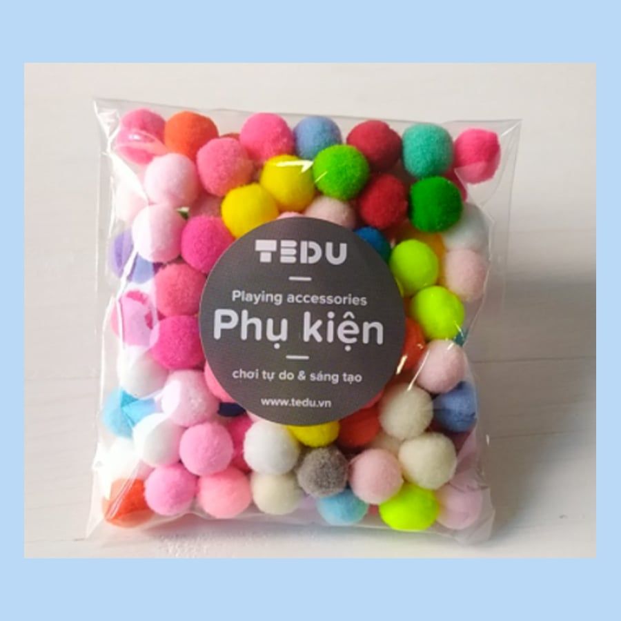Pompom len 100 viên - Phụ kiện chơi kèm bột nặn an toàn TEDU