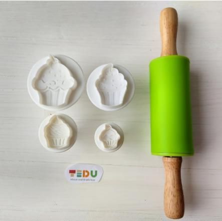 Khuôn Cupcake lò xo chơi kèm bột nặn an toàn TEDU