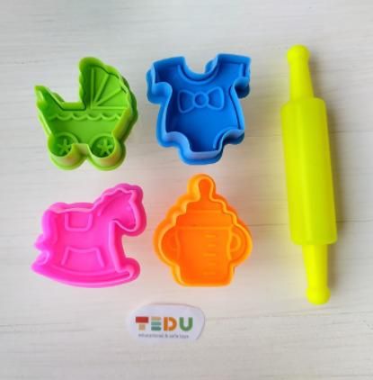 Khuôn Đồ dùng em bé lò xo chơi kèm bột nặn an toàn TEDU