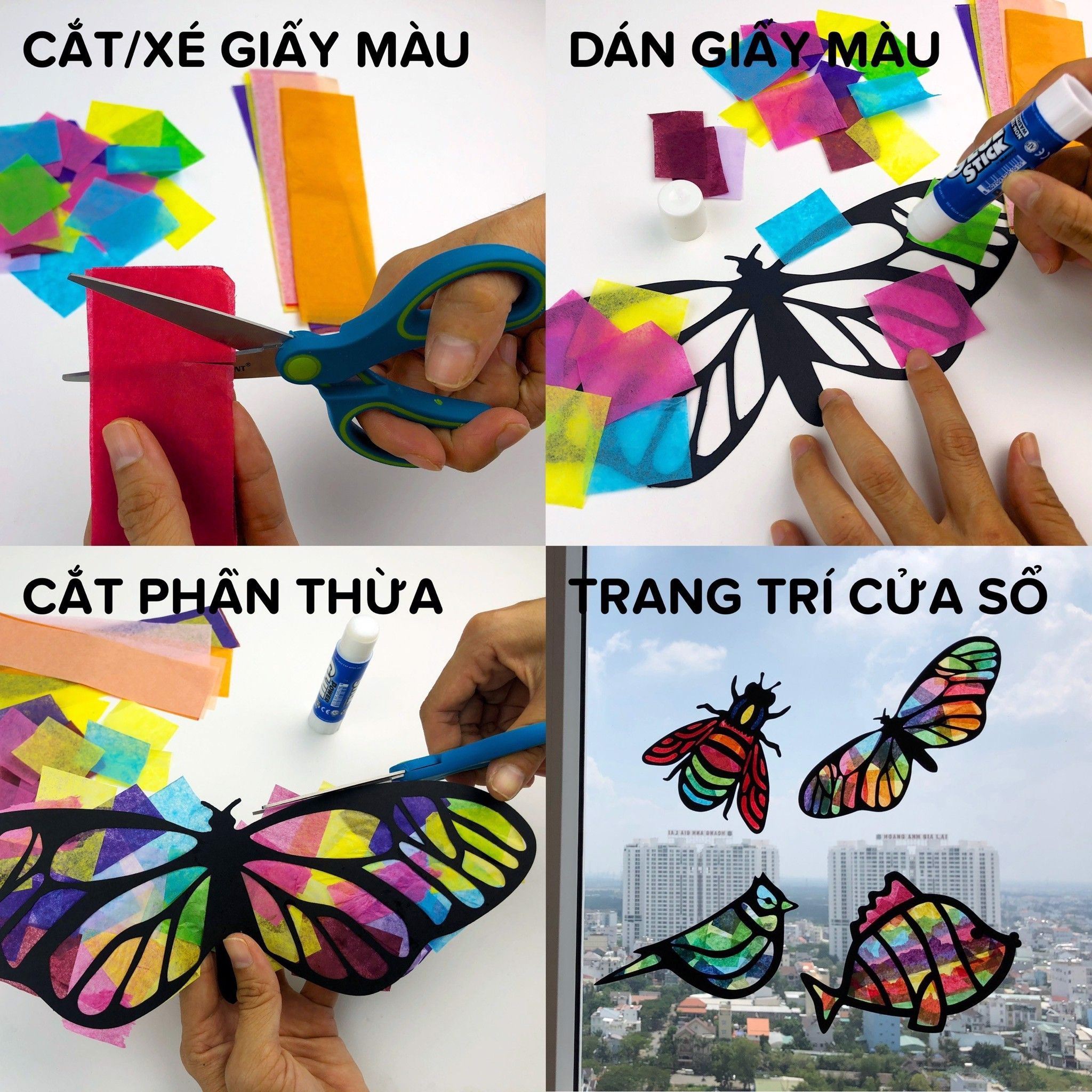 Bộ Đón nắng Bươm bướm - Đồ chơi thủ công mỹ thuật TEDU