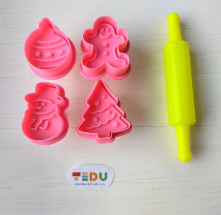 Khuôn Noel lò xo chơi kèm bột nặn an toàn TEDU