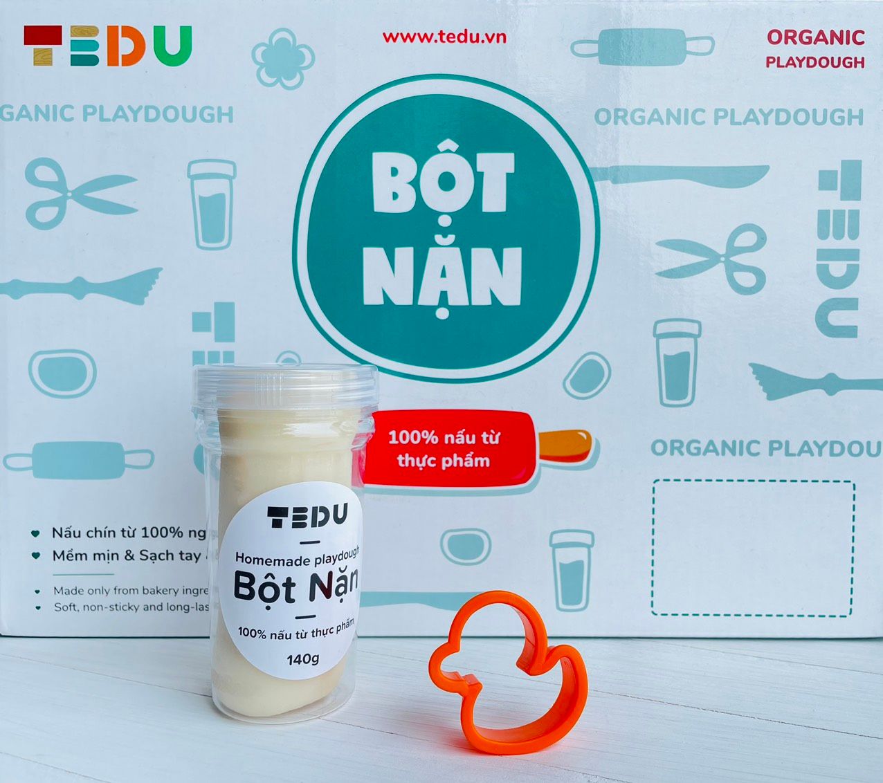 Bột nặn hủ 140gr có khuôn nhí - Bột nặn an toàn TEDU
