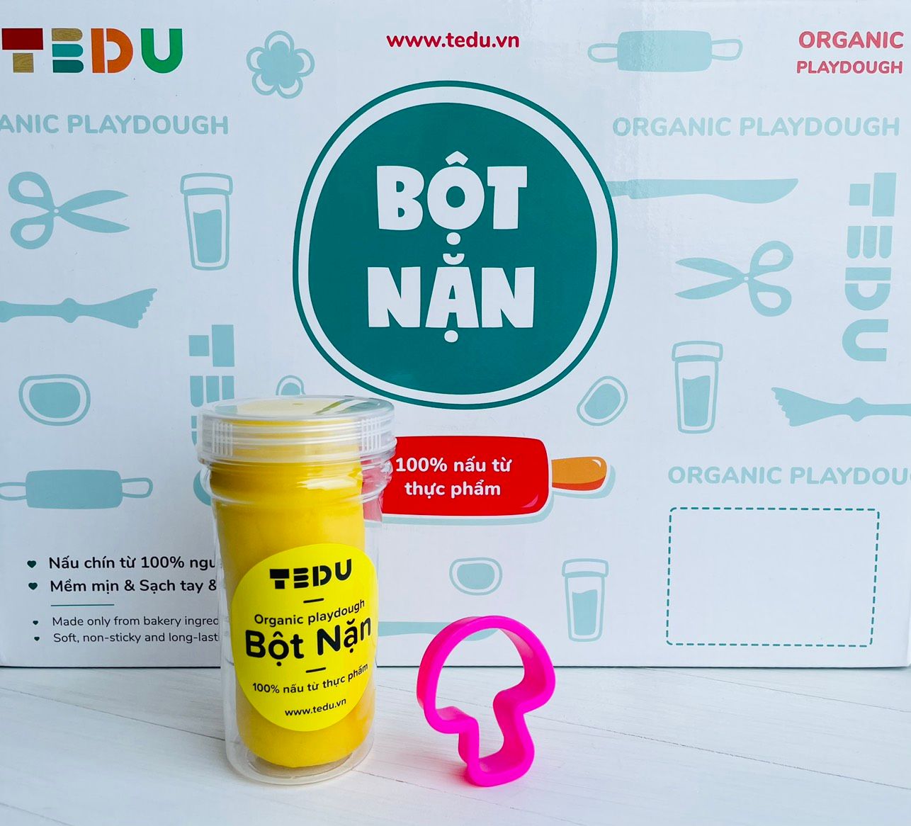 Bột nặn hủ 140gr có khuôn nhí - Bột nặn an toàn TEDU