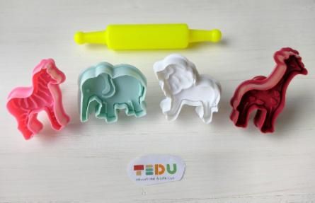 Khuôn Voi Sư tử Hươu Ngựa lò xo chơi kèm bột nặn an toàn TEDU