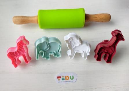 Khuôn Voi Sư tử Hươu Ngựa lò xo chơi kèm bột nặn an toàn TEDU