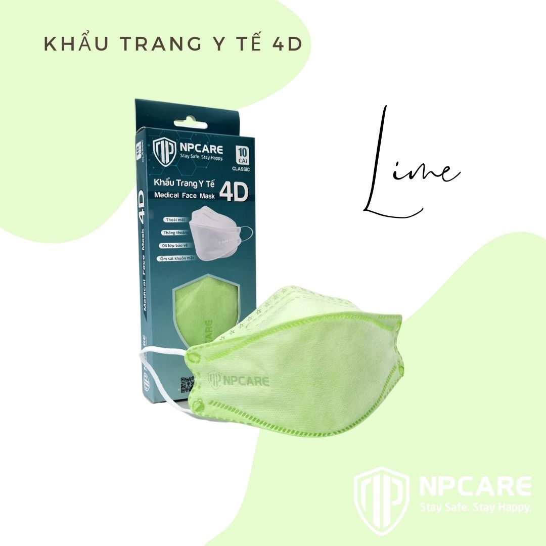  Khẩu trang y tế 4D (KF94) Classic Xanh Lime (H/10c) 