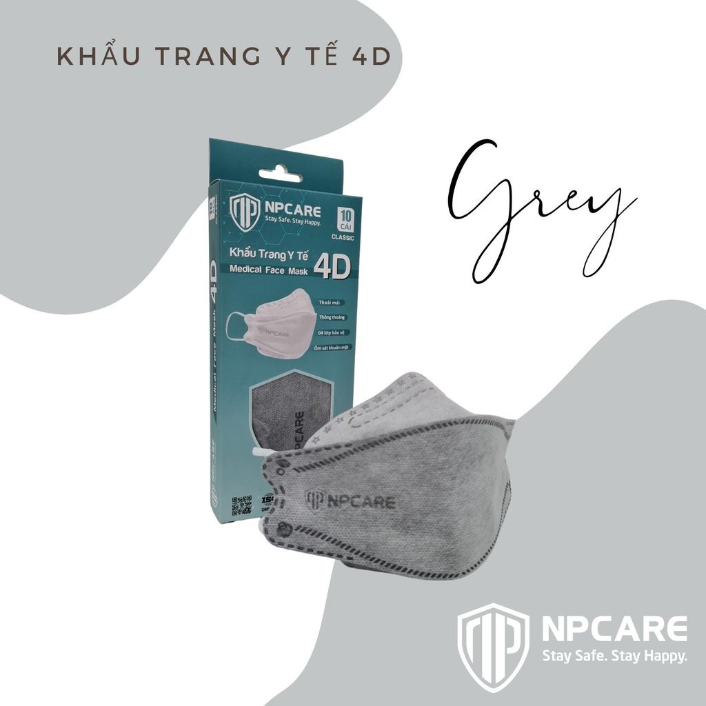  Khẩu trang y tế 4D (KF94) Classic Xám (H/10c) 