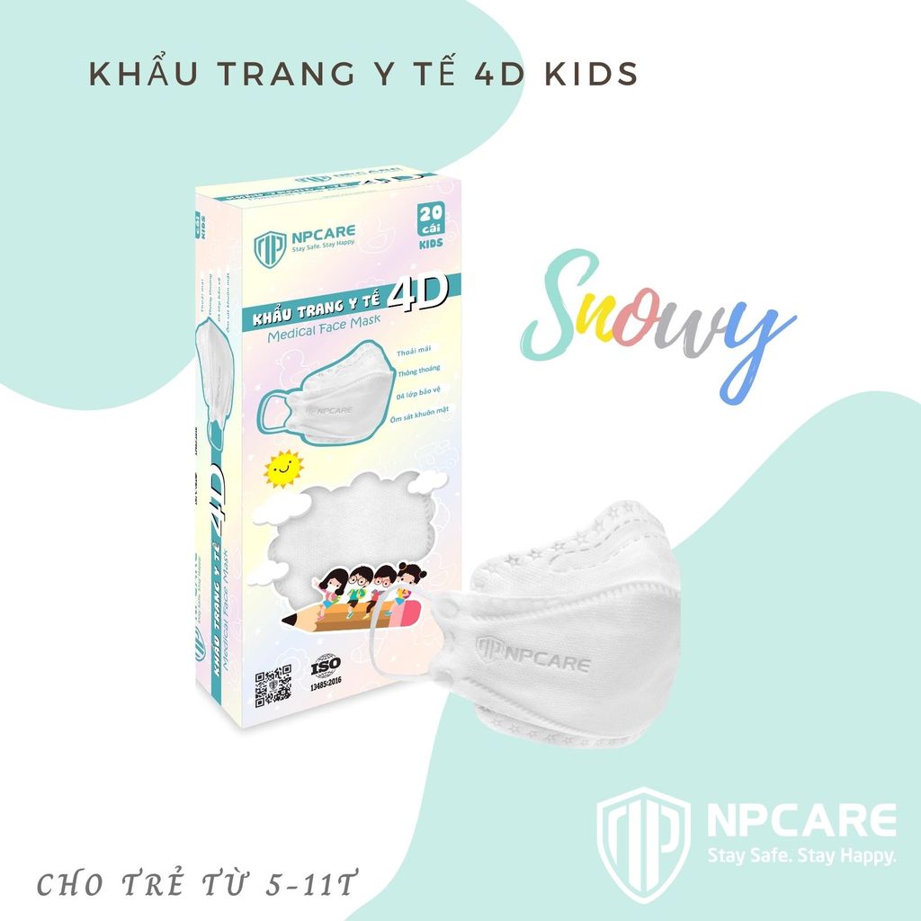  Khẩu trang y tế 4D (KF94) Kids Snowy (H/20c) 