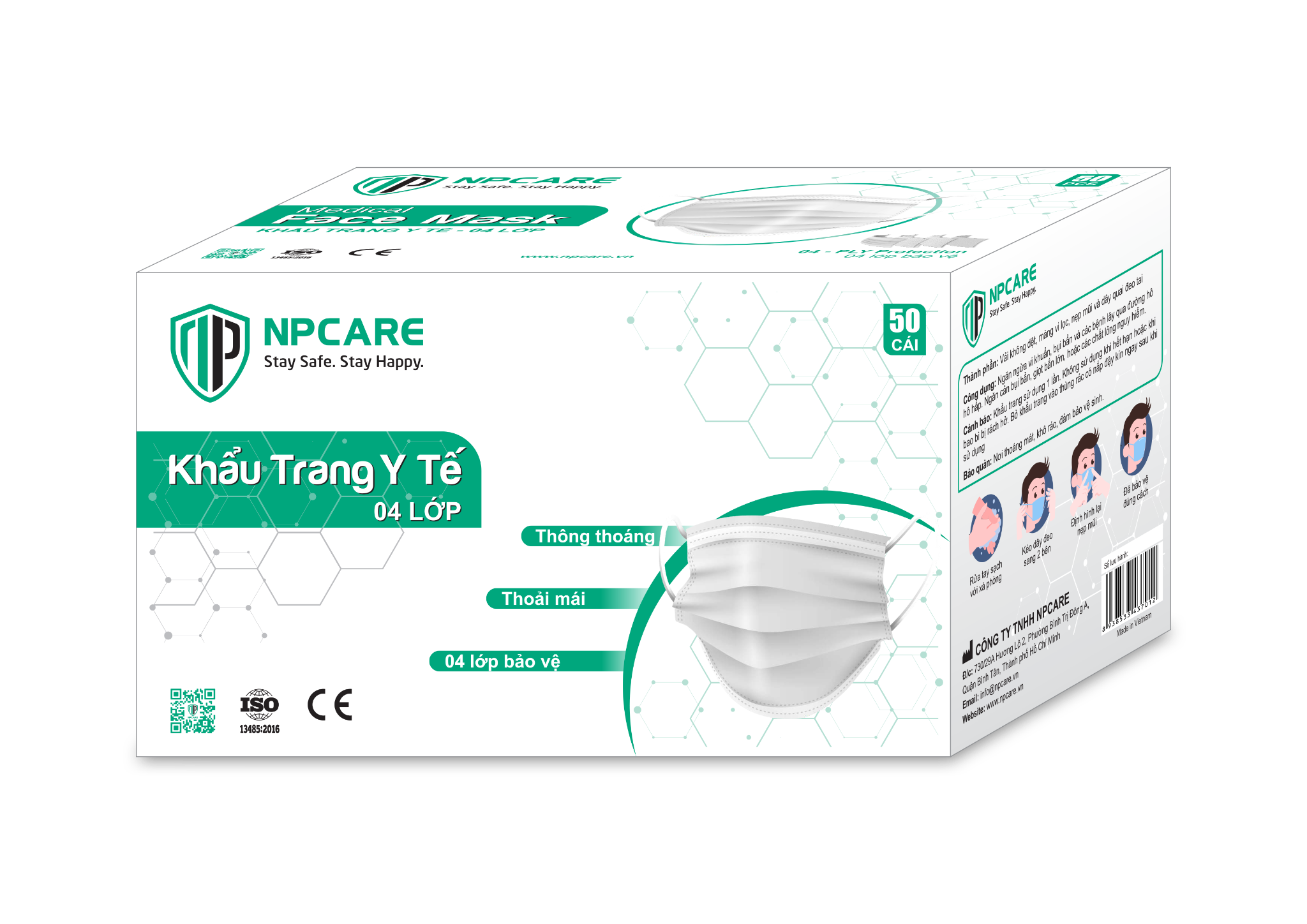  Khẩu trang y tế 4 lớp Premium Trắng (H/50c) 