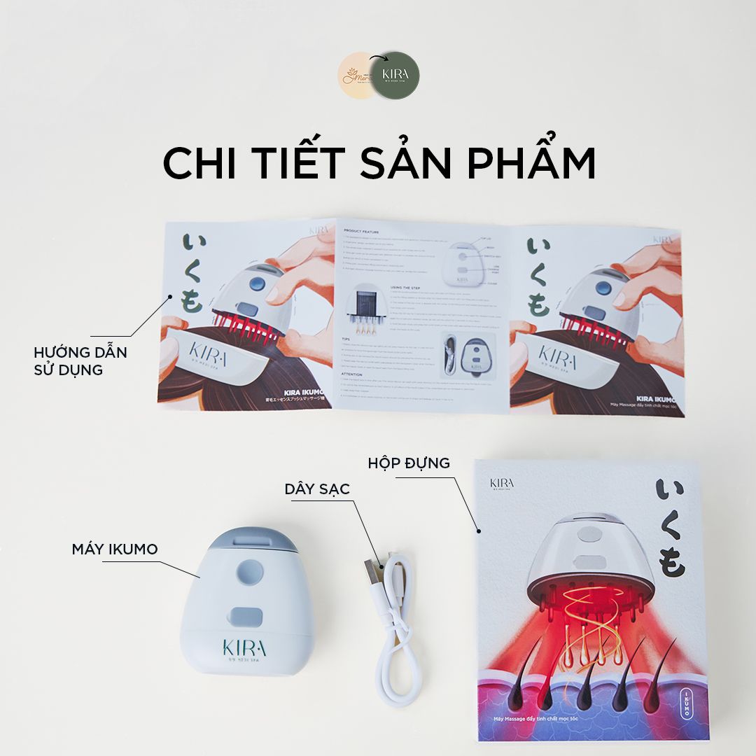 Lược Massage Đẩy Tinh Chất Móc Tóc - KIRA IKUMO Đả thông kinh mạch, Thư giãn da đầu, Ngăn rụng tóc