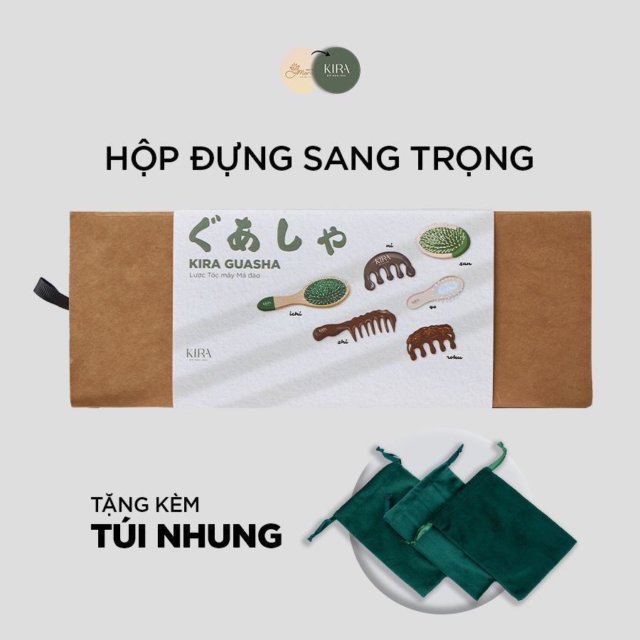 Lược Gỡ rối, Massage, Tránh Rụng Tóc - Tóc Mây Má Đào - KIRA GUASHA