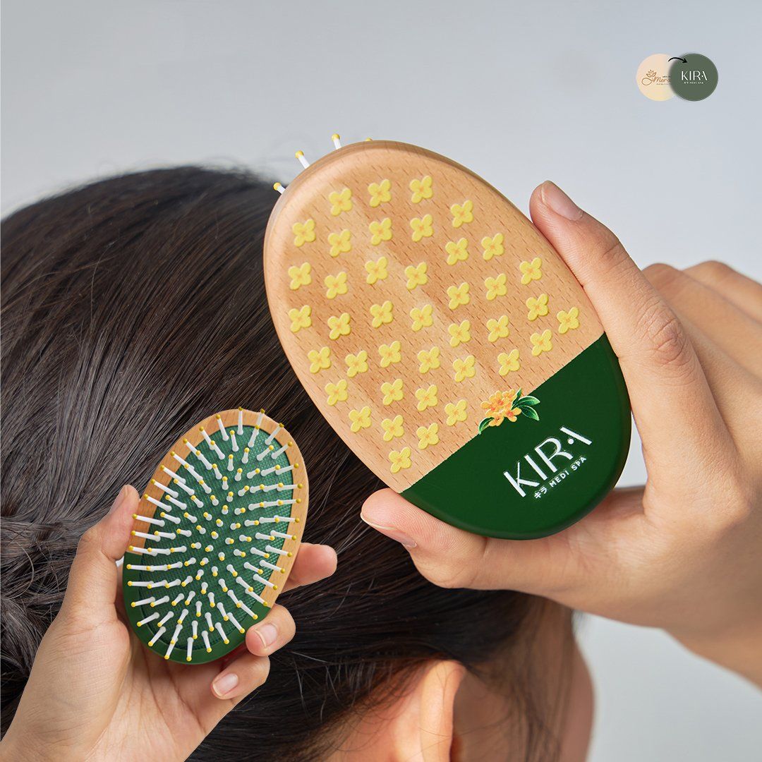 Lược Gỡ rối, Massage, Tránh Rụng Tóc - Tóc Mây Má Đào - KIRA GUASHA