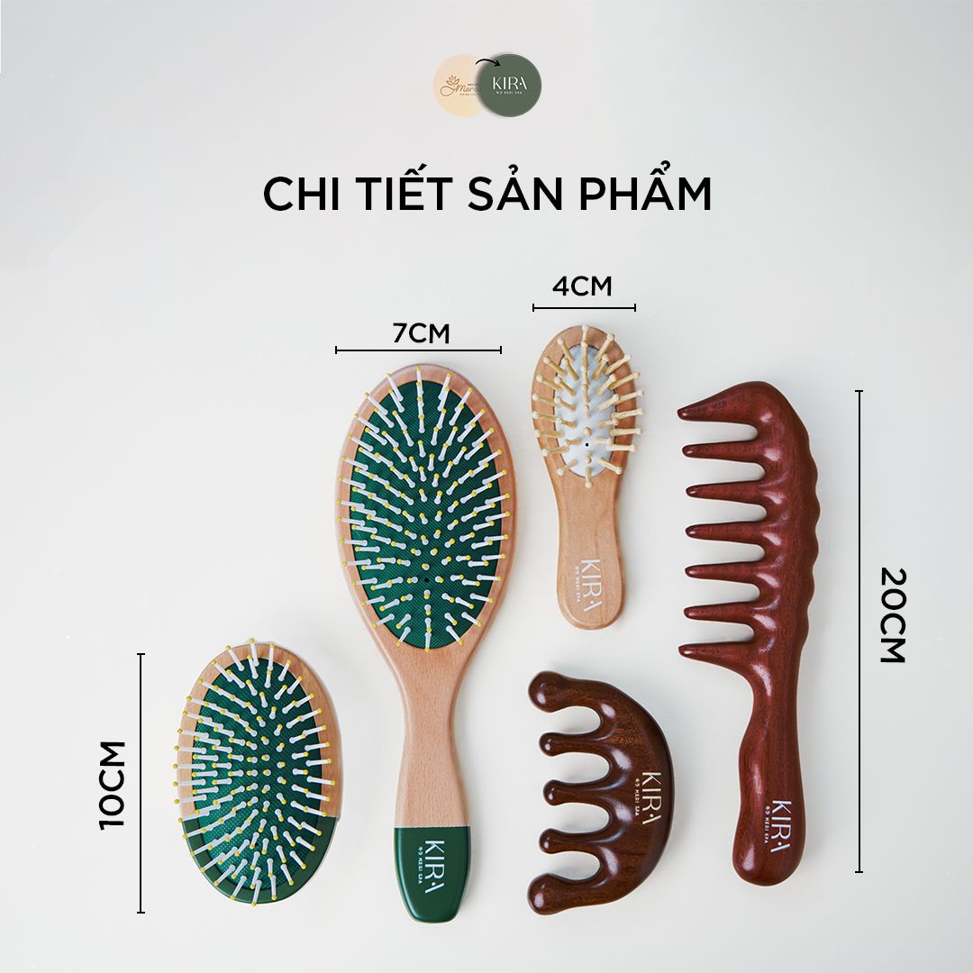 Lược Gỡ rối, Massage, Tránh Rụng Tóc - Tóc Mây Má Đào - KIRA GUASHA