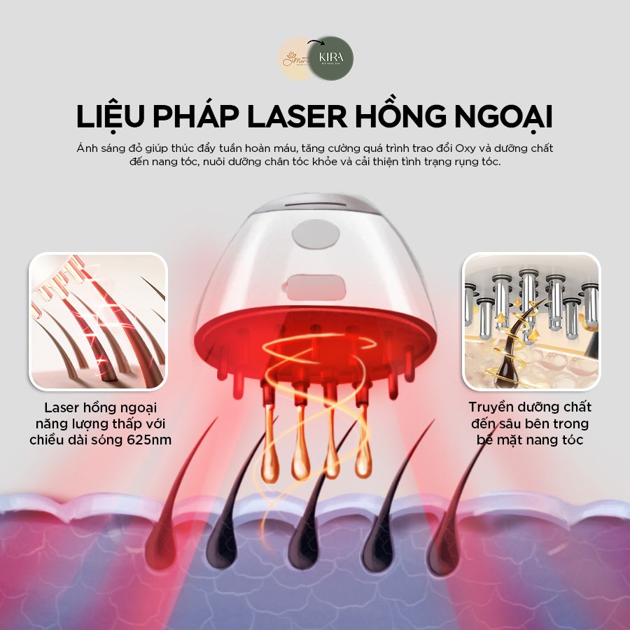 Lược Massage Đẩy Tinh Chất Móc Tóc - KIRA IKUMO Đả thông kinh mạch, Thư giãn da đầu, Ngăn rụng tóc