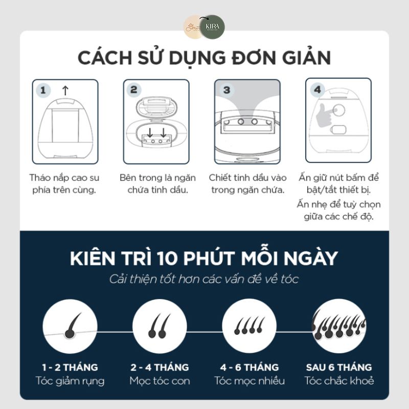 Lược Massage Đẩy Tinh Chất Móc Tóc - KIRA IKUMO Đả thông kinh mạch, Thư giãn da đầu, Ngăn rụng tóc