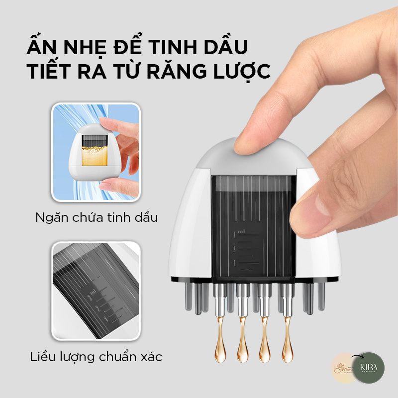Lược Massage Đẩy Tinh Chất Móc Tóc - KIRA IKUMO Đả thông kinh mạch, Thư giãn da đầu, Ngăn rụng tóc