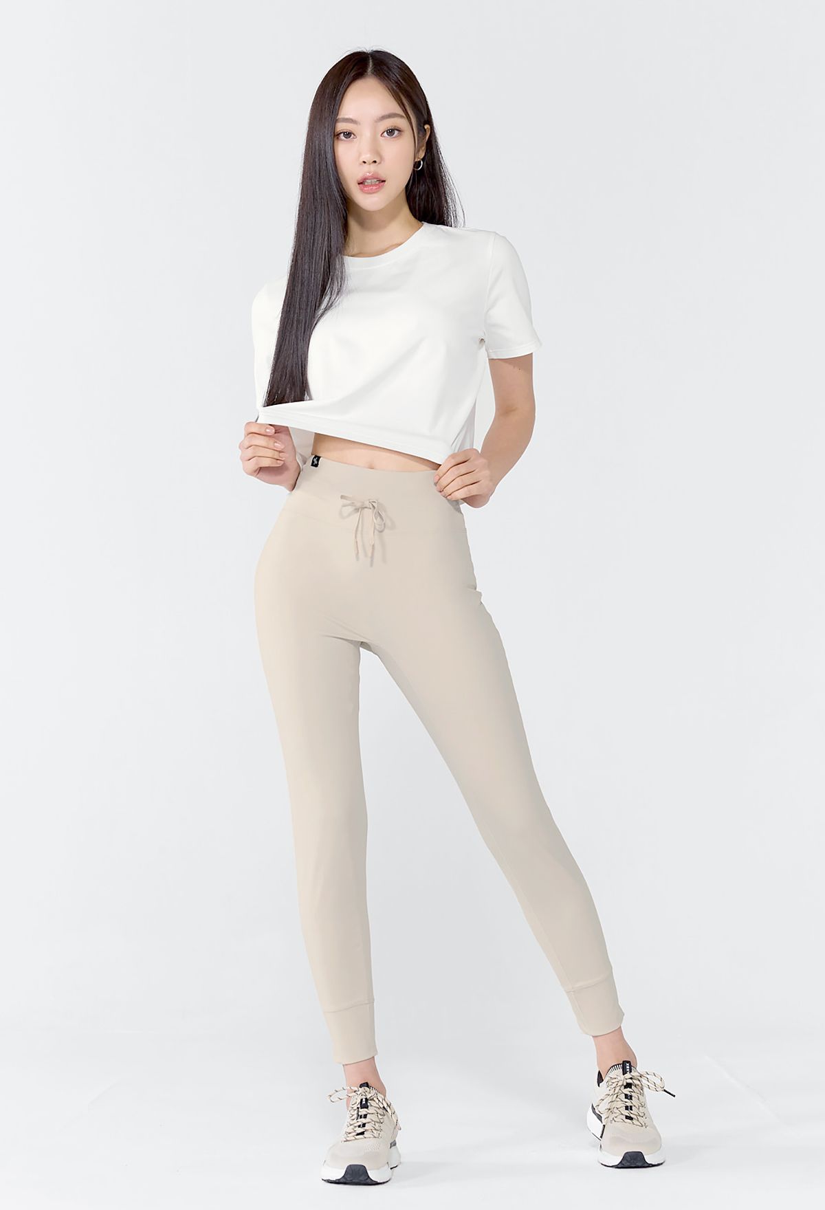  XWFLG04H3 _ Wide banding jogger fit leggings pants Sheraton beige 