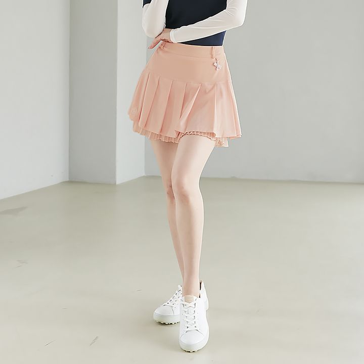  GP3006G[có sẵn]_Chiffon Mix Culotte Skirt_Cloud Pink 