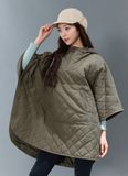  XTFPJ04H4 _ Quilted Hooded Packable Poncho Olive Haze 