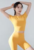  XT4313F_Áo tay ngắn crop top sọc kẻ trắng hai bên 