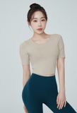  XT4202T_middle sleeve crop top 