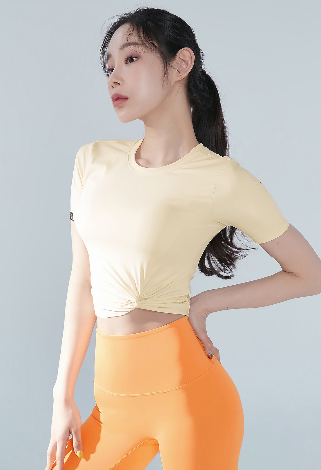  XT4316F_Freshfeather twist cropped short sleeves 