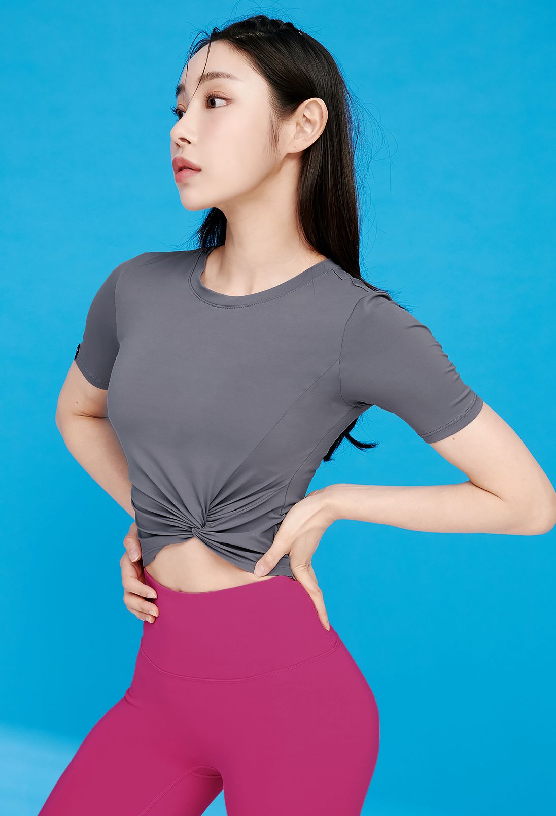  XT4316F_Freshfeather twist cropped short sleeves 