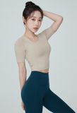  XT4202T_middle sleeve crop top 