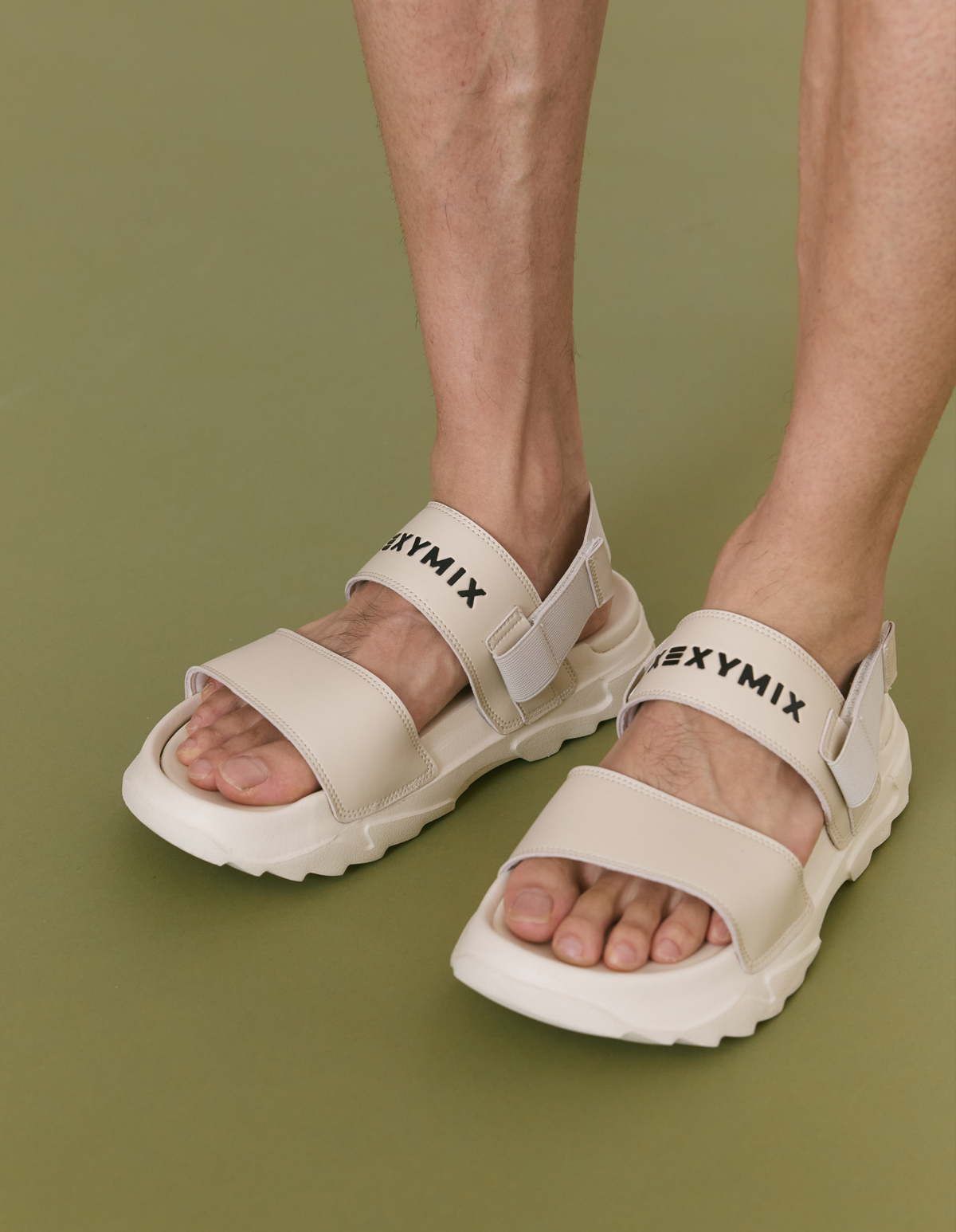  XED223C_Slide & Sandal X-Strap Leather 2 Ways Shoes_Sand Beige 