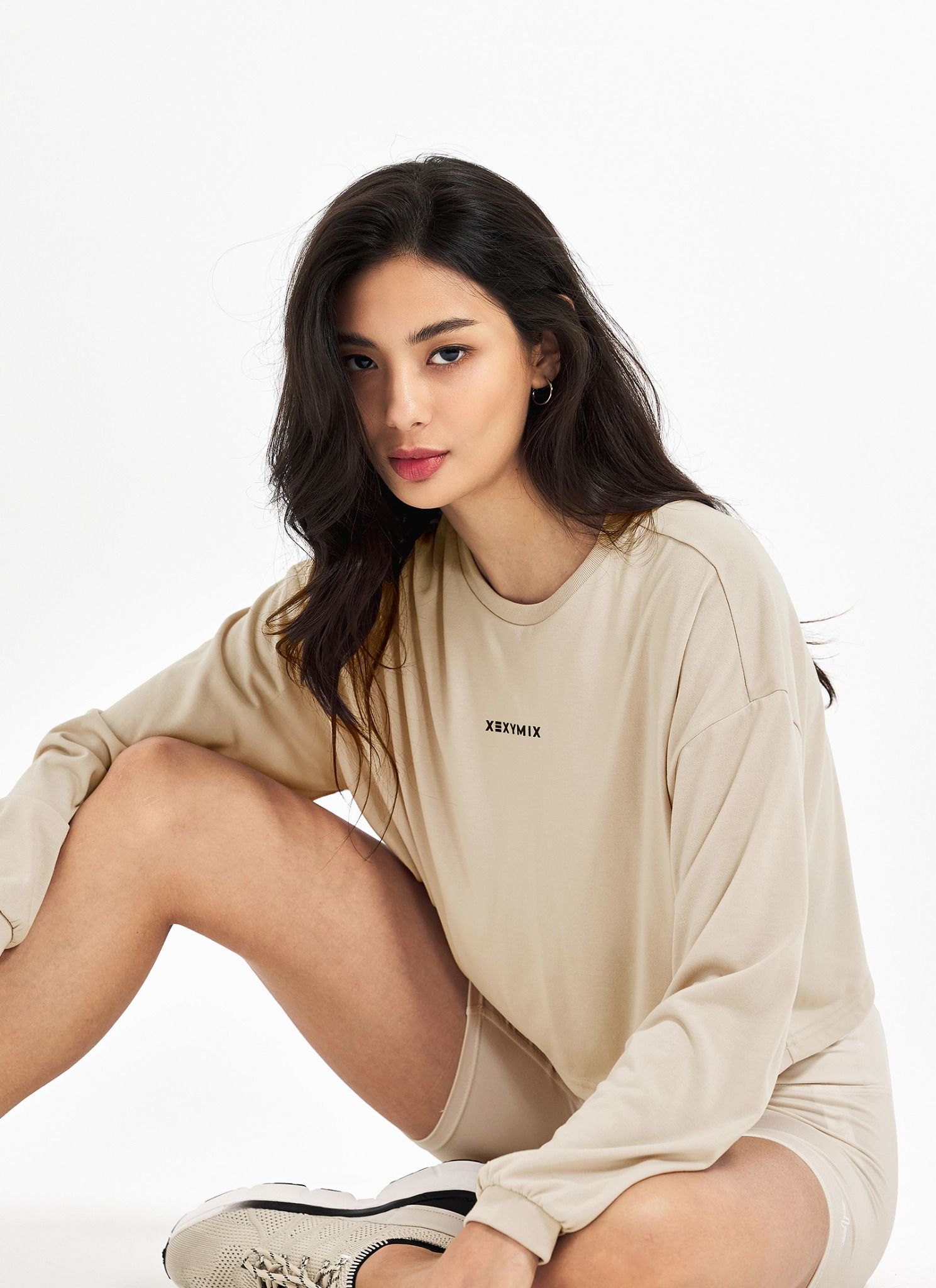  XTFMT01H3 Loose fit crop long sleeve_pale beige 