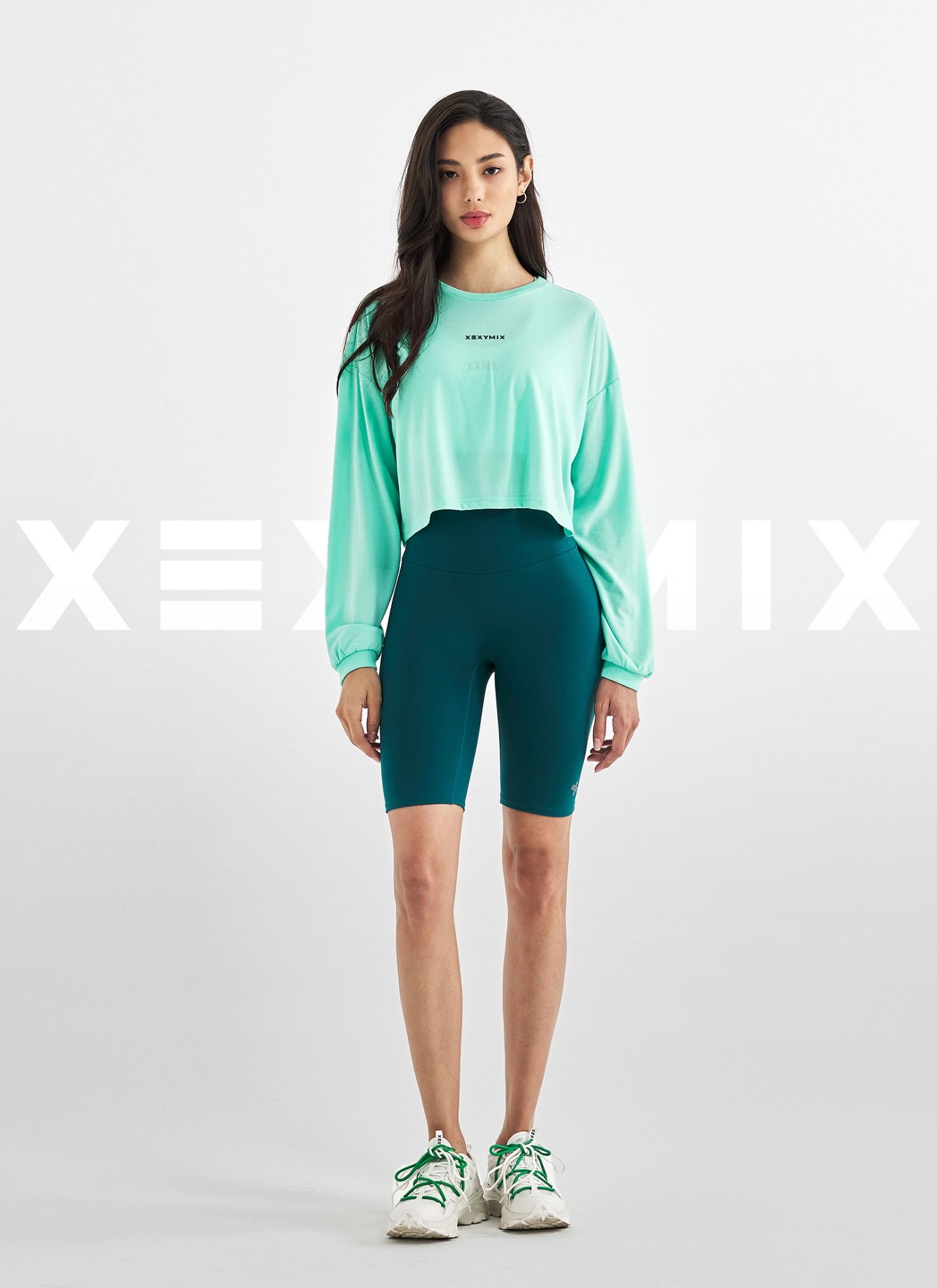  XTFMT01H3 Loose fit crop long sleeve _marine mint 