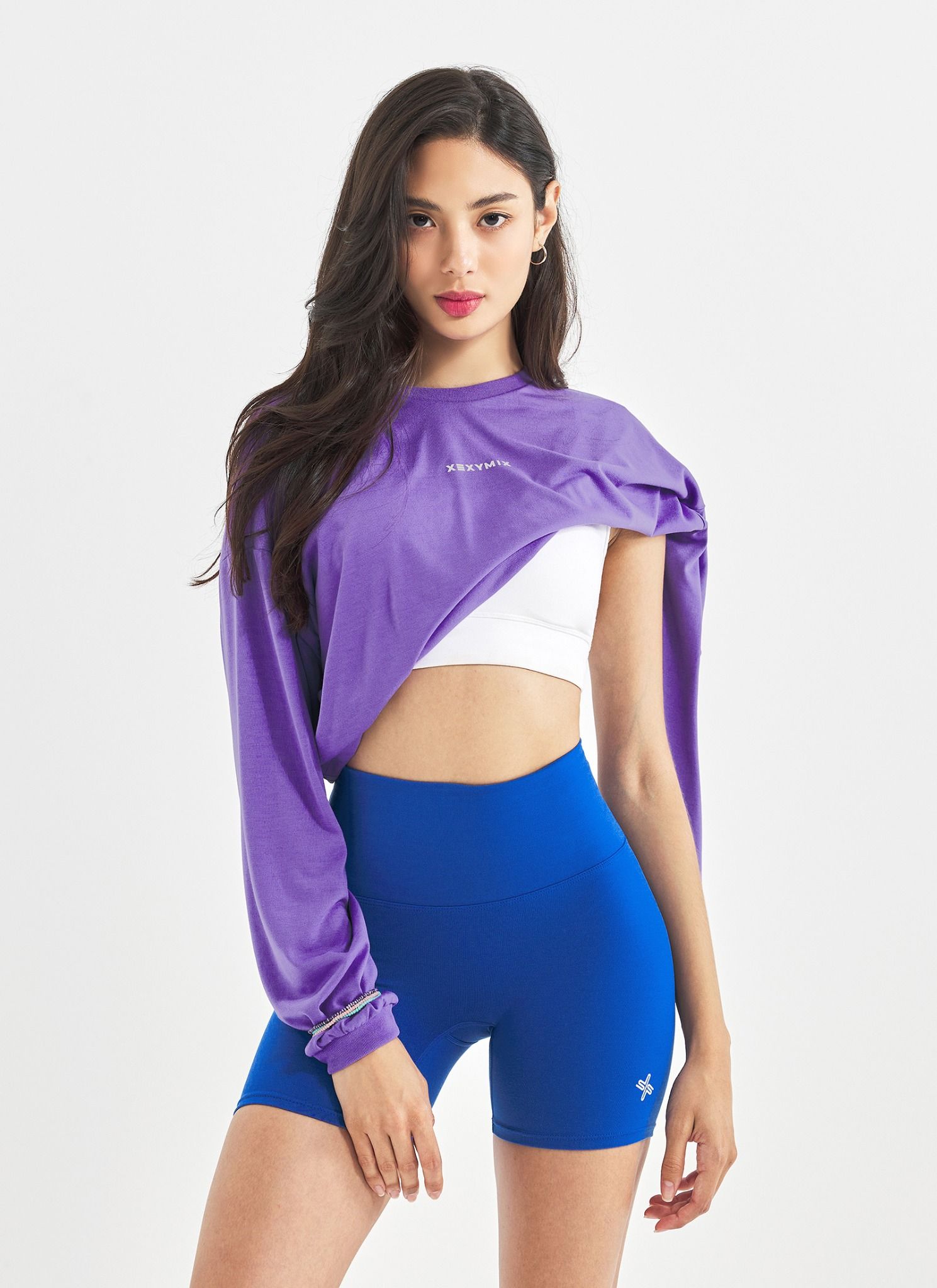  XTFMT01H3 Loose fit crop long sleeve _breeze purple 