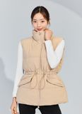  XTFVT03H4- High Neck Over Fit Padded Vest_Dry Beige 