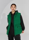  XTFVT03H4- High Neck Over Fit Padded Vest_Green Holic 