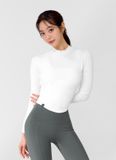  XTFLT02H3 _ Silky mock neck crop long sleeve back ivory 