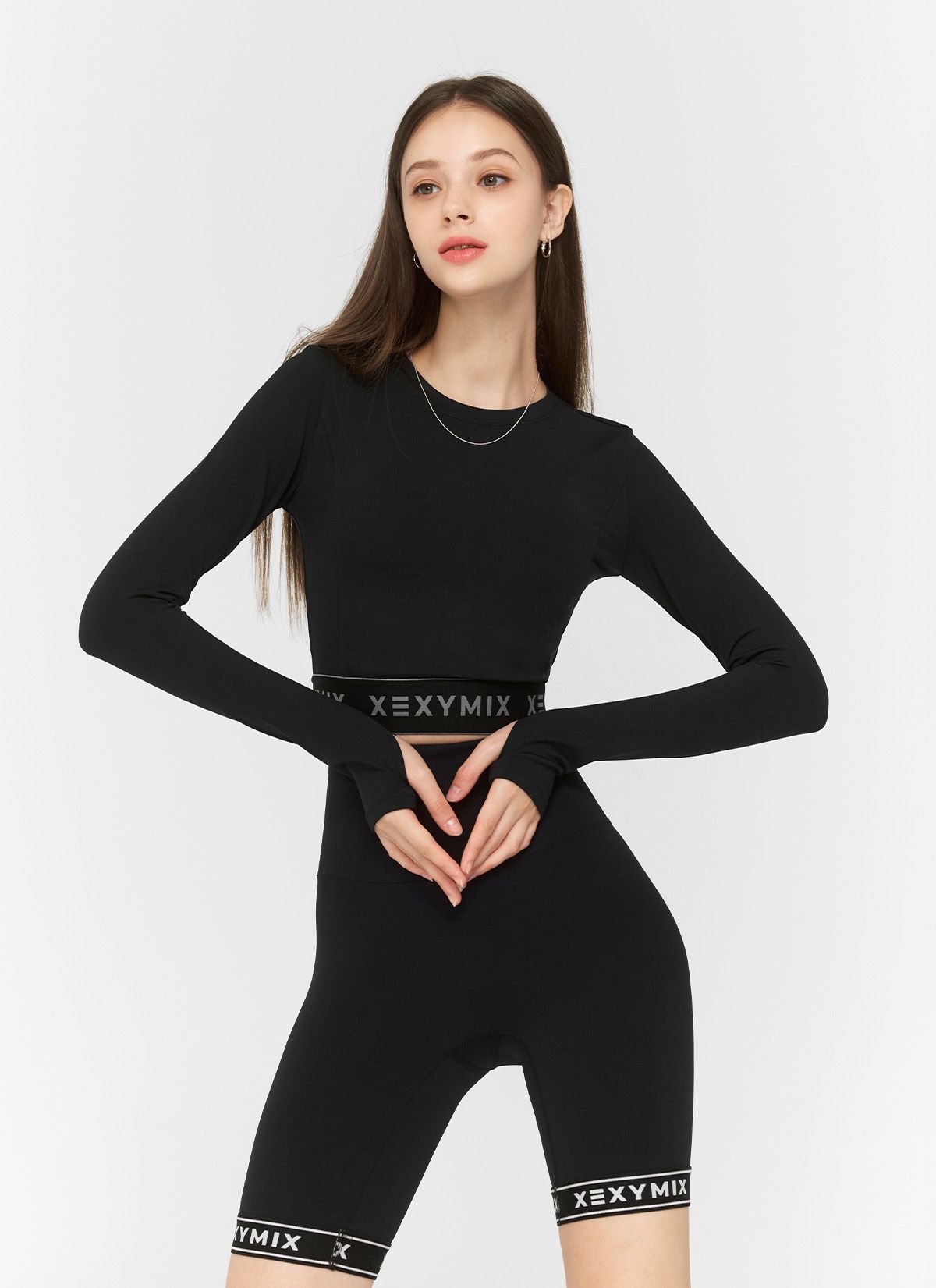  XWFLT01H3 Logo banding crop long sleeve _black 