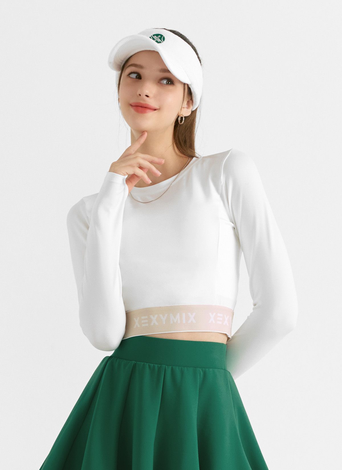  XWFLT01H3 Logo banding crop long sleeve _ Ivory 