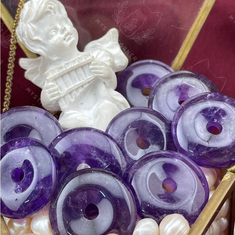 Đồng điếu phong thuỷ đá Thạch anh Tím (Amethyst Crystal Quartz) hỗ trợ bảo vệ tâm linh, biểu tượng tài lộc