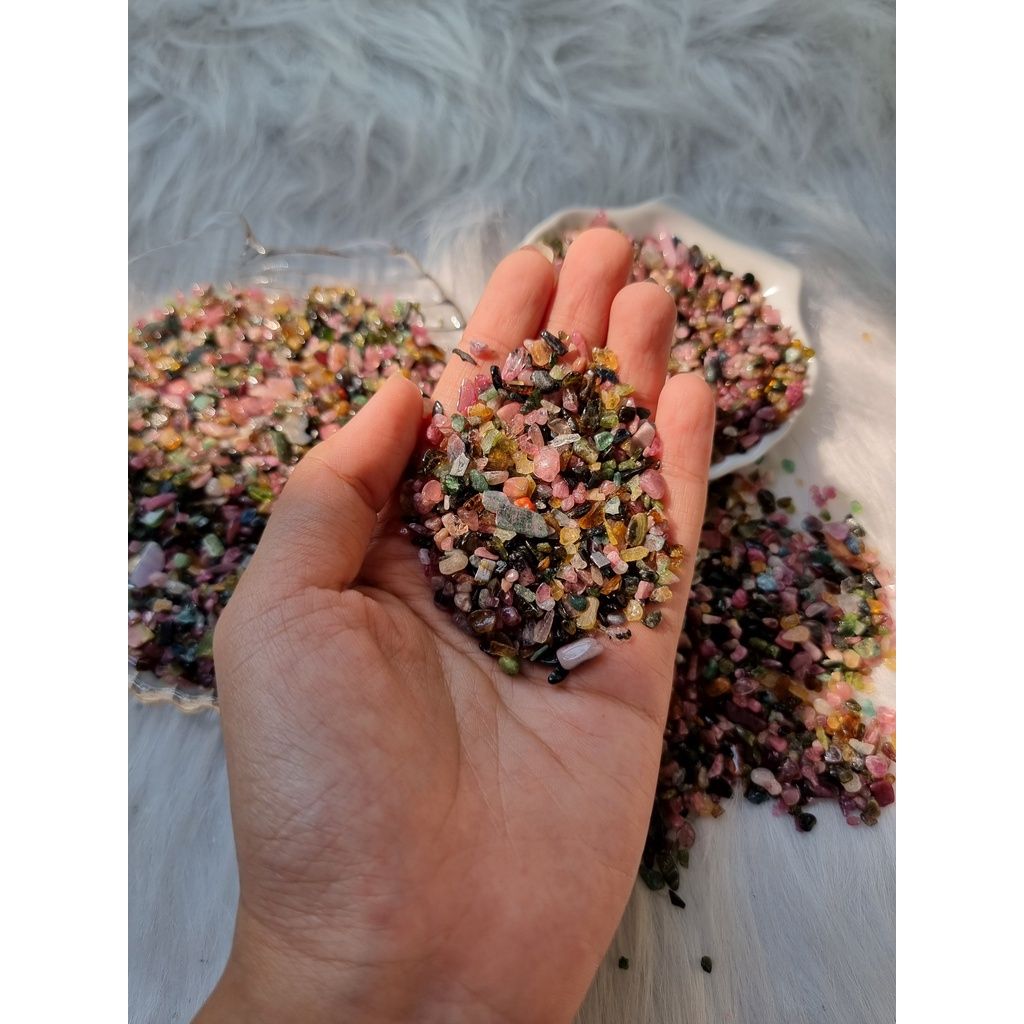 Vụn đá phong thủy Tourmaline đa sắc
