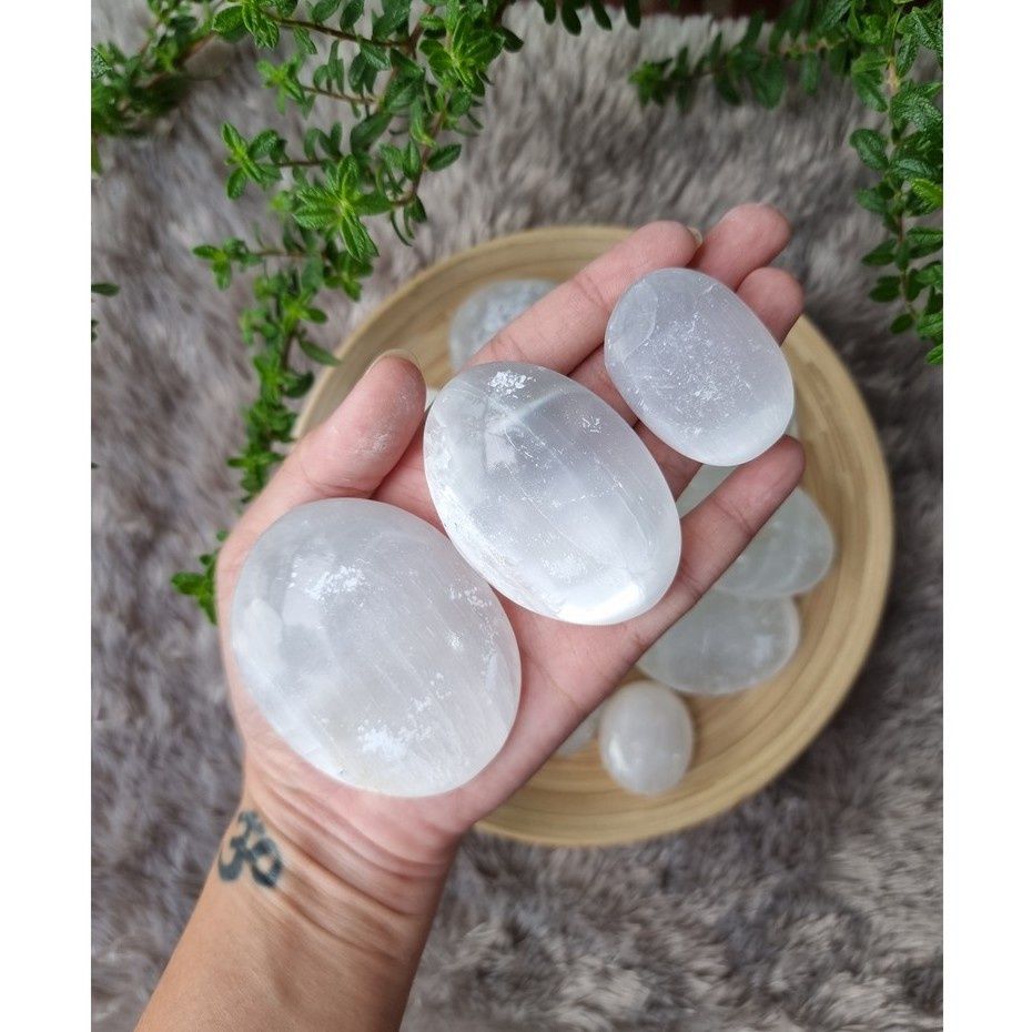 Viên đá thanh tẩy Selenite - Palm Selenite khuếch đại năng lượng dùng trong Tarot, Reiki, phong thủy, thiền định