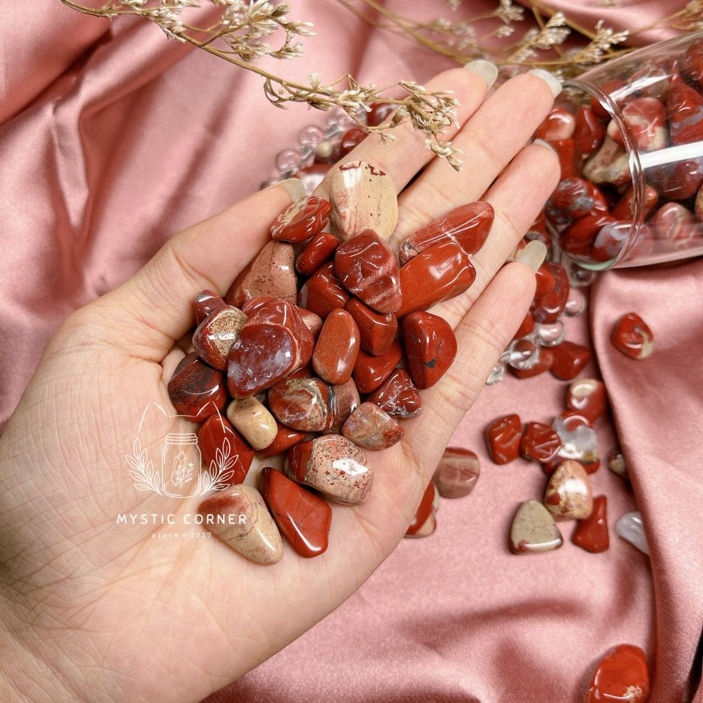Vụn đá Red Jasper (ngoc bích đỏ), đá thanh tẩy bài Tarot, đá thạch anh, reiki, đá phong thuỷ