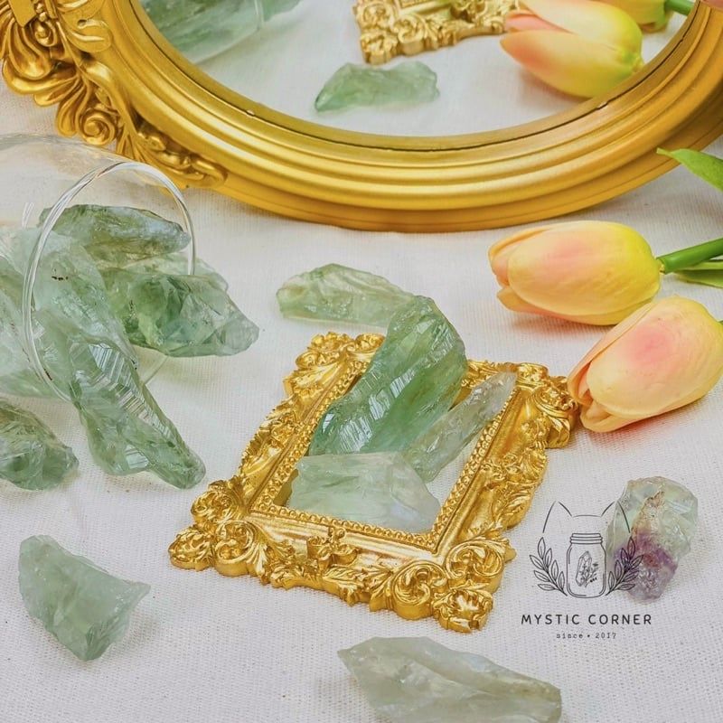 Prasiolite Crystal thô, Green Amethyst ( thạch anh tím xanh ), đá thanh tẩy Tarot, Reiki, Phong Thuỷ